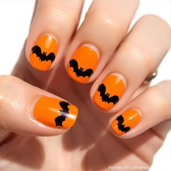 Halloween Nails with Bats - 1