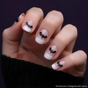 Halloween Nails with Bats - 2