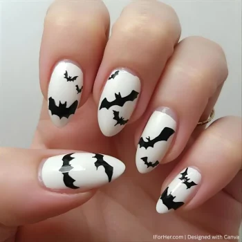 Halloween Nails with Bats - 3