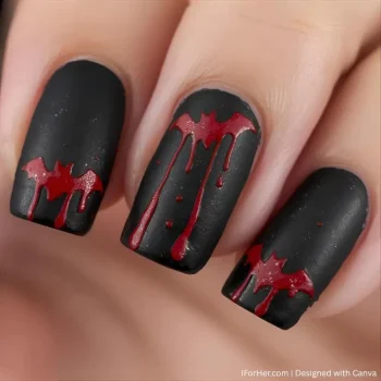 Halloween Nails with Bats - 5