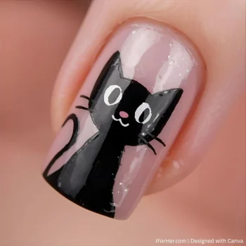 Halloween Nails with Cat - 3