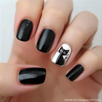 Halloween Nails with Cat - 4