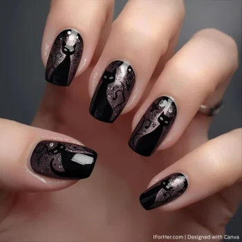 Halloween Nails with Cat - 6