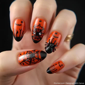 Halloween Nails with Spiders -2