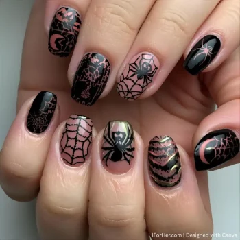 Halloween Nails with Spiders - 6