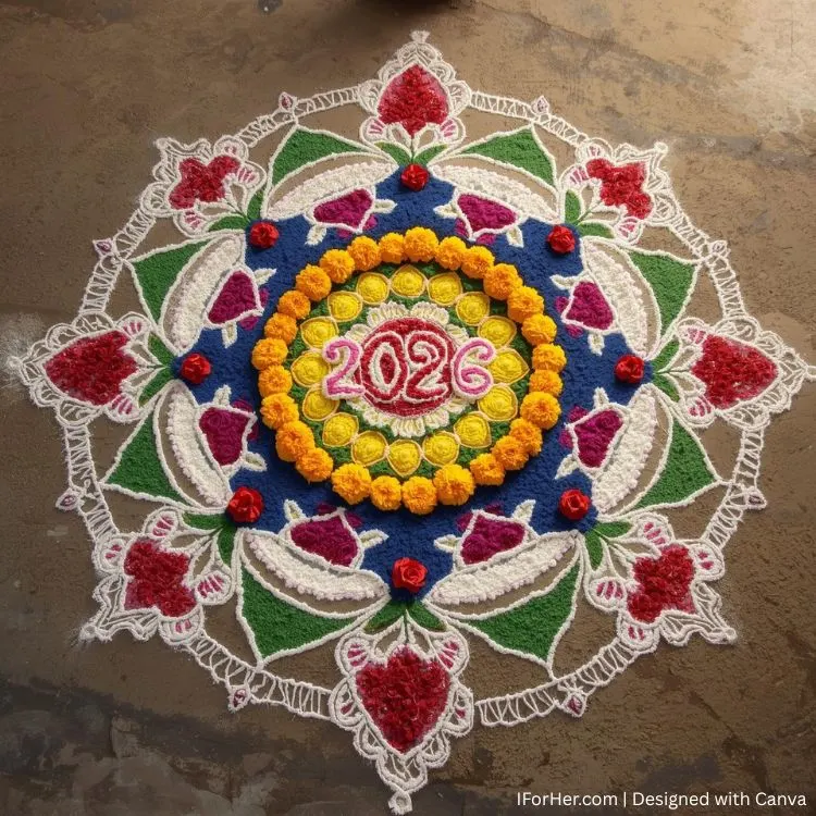 Happy New Year Rangoli Ideas for 2026 - 1