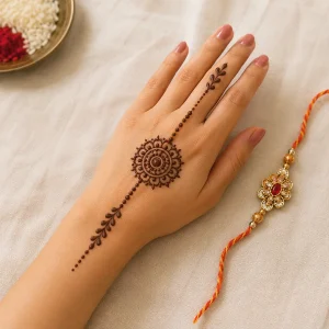 Simple Gol Tikki Mehendi Design for Rakhi