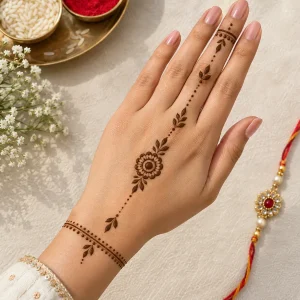 Simple Finger Mehndi Design for Raksha Bandhan