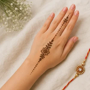Stylish Finger Mehendi Design for Rakhi