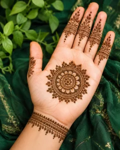 Simple Front Hand Mehendi Design for Hariyali Teej