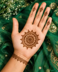 Easy Hariyali Teej Mehendi Design for Beginners
