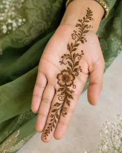 Easy Floral Mehendi Design for Hariyali Teej