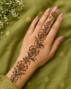 Simple Back Hand Mehendi Design for Hariyali Teej