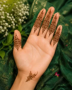 Simple Finger Mehendi Design for Hariyali Teej
