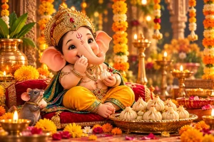 Cute Ganesh Eating modak