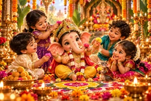Cute Ganesh with Kids
